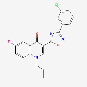 molecular formula C20H15ClFN3O2 B2550536 3-(3-(3-chlorophenyl)-1,2,4-oxadiazol-5-yl)-6-fluoro-1-propylquinolin-4(1H)-one CAS No. 1251611-15-0