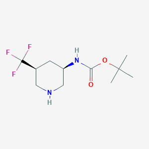 molecular formula C11H19F3N2O2 B2550557 cis-3-(Boc-amino)-5-(trifluormethyl)piperidine CAS No. 1187055-62-4; 1523530-57-5