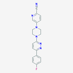 molecular formula C20H17FN6 B2550566 5-[4-[6-(4-Fluorophenyl)pyridazin-3-yl]piperazin-1-yl]pyridine-2-carbonitrile CAS No. 2380080-80-6