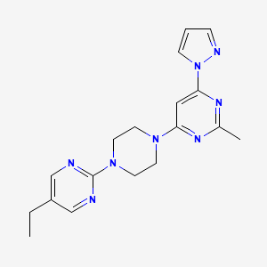 molecular formula C18H22N8 B2550572 4-[4-(5-Ethylpyrimidin-2-yl)piperazin-1-yl]-2-methyl-6-pyrazol-1-ylpyrimidine CAS No. 2415570-49-7