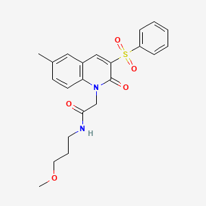 molecular formula C22H24N2O5S B2550593 2-[3-(benzenesulfonyl)-6-methyl-2-oxo-1,2-dihydroquinolin-1-yl]-N-(3-methoxypropyl)acetamide CAS No. 1115979-54-8