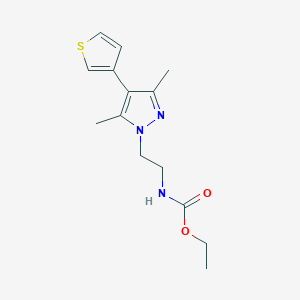 ethyl (2-(3,5-dimethyl-4-(thiophen-3-yl)-1H-pyrazol-1-yl)ethyl)carbamate