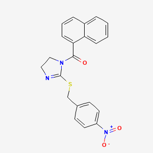 molecular formula C21H17N3O3S B2550610 naphthalen-1-yl(2-((4-nitrobenzyl)thio)-4,5-dihydro-1H-imidazol-1-yl)methanone CAS No. 851802-42-1