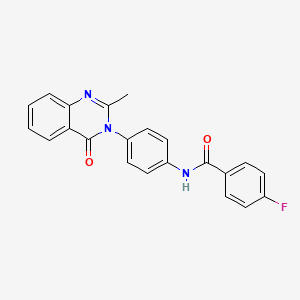 molecular formula C22H16FN3O2 B2550613 4-Fluor-N-[4-(2-Methyl-4-oxo-3,4-dihydrochinazolin-3-yl)phenyl]benzamid CAS No. 903262-74-8