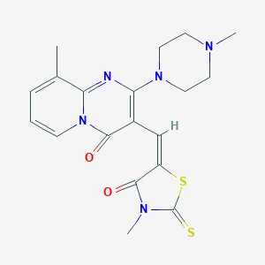 molecular formula C19H21N5O2S2 B255062 9-methyl-3-[(3-methyl-4-oxo-2-thioxo-1,3-thiazolidin-5-ylidene)methyl]-2-(4-methyl-1-piperazinyl)-4H-pyrido[1,2-a]pyrimidin-4-one 
