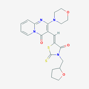 molecular formula C21H22N4O4S2 B255063 2-(4-morpholinyl)-3-{[4-oxo-3-(tetrahydro-2-furanylmethyl)-2-thioxo-1,3-thiazolidin-5-ylidene]methyl}-4H-pyrido[1,2-a]pyrimidin-4-one 