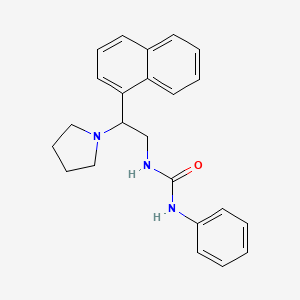 molecular formula C23H25N3O B2550636 1-(2-(Naphthalen-1-yl)-2-(pyrrolidin-1-yl)ethyl)-3-phenylurea CAS No. 942011-49-6
