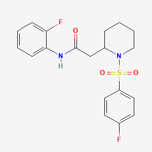molecular formula C19H20F2N2O3S B2550638 N-(2-fluorophenyl)-2-(1-((4-fluorophenyl)sulfonyl)piperidin-2-yl)acetamide CAS No. 1021090-34-5
