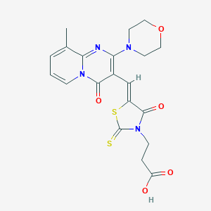 molecular formula C20H20N4O5S2 B255064 3-(5-{[9-methyl-2-(4-morpholinyl)-4-oxo-4H-pyrido[1,2-a]pyrimidin-3-yl]methylene}-4-oxo-2-thioxo-1,3-thiazolidin-3-yl)propanoic acid 