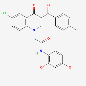 molecular formula C27H23ClN2O5 B2550640 2-(6-chloro-3-(4-methylbenzoyl)-4-oxoquinolin-1(4H)-yl)-N-(2,4-dimethoxyphenyl)acetamide CAS No. 895639-13-1