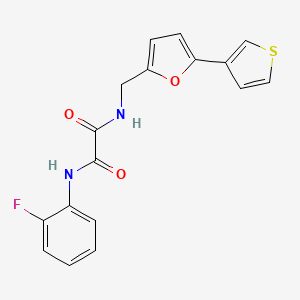 molecular formula C17H13FN2O3S B2550646 N1-(2-氟苯基)-N2-((5-(噻吩-3-基)呋喃-2-基)甲基)草酰胺 CAS No. 2034254-31-2