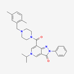 molecular formula C29H33N5O2 B2550655 7-(4-(2,5-dimethylbenzyl)piperazine-1-carbonyl)-5-isopropyl-2-phenyl-2H-pyrazolo[4,3-c]pyridin-3(5H)-one CAS No. 1105217-42-2