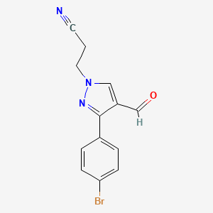 molecular formula C13H10BrN3O B2550656 3-[3-(4-bromophenyl)-4-formyl-1H-pyrazol-1-yl]propanenitrile CAS No. 255710-83-9