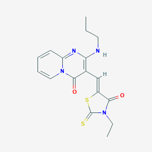 molecular formula C17H18N4O2S2 B255066 3-[(Z)-(3-ethyl-4-oxo-2-thioxo-1,3-thiazolidin-5-ylidene)methyl]-2-(propylamino)-4H-pyrido[1,2-a]pyrimidin-4-one 
