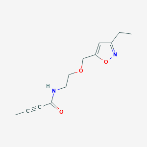 molecular formula C12H16N2O3 B2550662 N-[2-[(3-Ethyl-1,2-oxazol-5-yl)methoxy]ethyl]but-2-ynamide CAS No. 2411220-72-7
