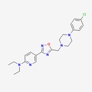 molecular formula C22H27ClN6O B2550665 5-(5-((4-(4-chlorophenyl)piperazin-1-yl)methyl)-1,2,4-oxadiazol-3-yl)-N,N-diethylpyridin-2-amine CAS No. 1251696-12-4