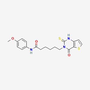 molecular formula C19H21N3O3S2 B2550669 N-(4-methoxyphenyl)-6-(4-oxo-2-thioxo-1,4-dihydrothieno[3,2-d]pyrimidin-3(2H)-yl)hexanamide CAS No. 688339-58-4