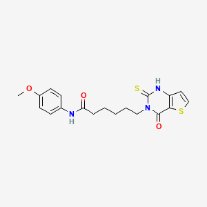 molecular formula C19H21N3O3S2 B2550669 N-(4-methoxyphenyl)-6-{4-oxo-2-sulfanylidene-1H,2H,3H,4H-thieno[3,2-d]pyrimidin-3-yl}hexanamide CAS No. 688339-58-4