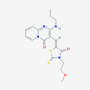 molecular formula C18H20N4O3S2 B255067 3-{(Z)-[3-(2-methoxyethyl)-4-oxo-2-thioxo-1,3-thiazolidin-5-ylidene]methyl}-2-(propylamino)-4H-pyrido[1,2-a]pyrimidin-4-one 