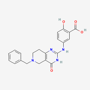molecular formula C21H20N4O4 B2550670 5-({6-benzyl-4-oxo-3H,4H,5H,6H,7H,8H-pyrido[4,3-d]pyrimidin-2-yl}amino)-2-hydroxybenzoic acid CAS No. 1417636-94-2