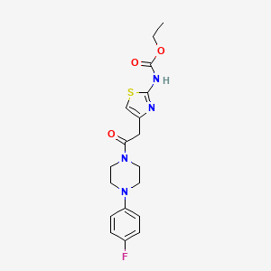 molecular formula C18H21FN4O3S B2550675 Ethyl (4-(2-(4-(4-fluorophenyl)piperazin-1-yl)-2-oxoethyl)thiazol-2-yl)carbamate CAS No. 953200-75-4