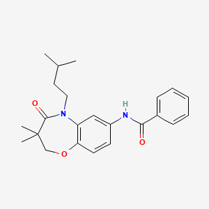 molecular formula C23H28N2O3 B2550677 N-(5-isopentyl-3,3-dimethyl-4-oxo-2,3,4,5-tetrahydrobenzo[b][1,4]oxazepin-7-yl)benzamide CAS No. 921843-31-4
