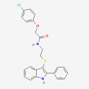 molecular formula C24H21ClN2O2S B2550678 2-(4-chlorophenoxy)-N-(2-((2-phenyl-1H-indol-3-yl)thio)ethyl)acetamide CAS No. 919705-50-3
