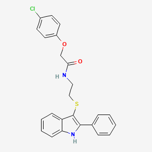 molecular formula C24H21ClN2O2S B2550678 2-(4-氯苯氧基)-N-(2-((2-苯基-1H-吲哚-3-基)硫代)乙基)乙酰胺 CAS No. 919705-50-3