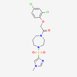 molecular formula C17H20Cl2N4O4S B2550681 2-(2,4-二氯苯氧基)-1-(4-((1-甲基-1H-咪唑-4-基)磺酰基)-1,4-二氮杂环戊烷-1-基)乙酮 CAS No. 1904276-27-2