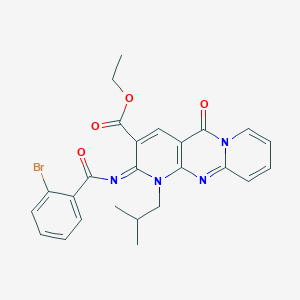 molecular formula C25H23BrN4O4 B2550682 (Z)-ethyl 2-((2-bromobenzoyl)imino)-1-isobutyl-5-oxo-2,5-dihydro-1H-dipyrido[1,2-a:2',3'-d]pyrimidine-3-carboxylate CAS No. 442894-02-2