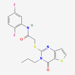 molecular formula C17H15F2N3O2S2 B2550688 N-(2,5-二氟苯基)-2-[(4-氧代-3-丙基-3,4-二氢噻吩并[3,2-d]嘧啶-2-基)硫代]乙酰胺 CAS No. 1252923-07-1