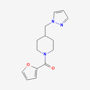 molecular formula C14H17N3O2 B2550693 (4-((1H-pyrazol-1-yl)methyl)piperidin-1-yl)(furan-2-yl)methanone CAS No. 1286726-30-4