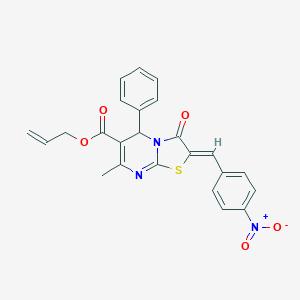 molecular formula C24H19N3O5S B255070 allyl 2-{4-nitrobenzylidene}-7-methyl-3-oxo-5-phenyl-2,3-dihydro-5H-[1,3]thiazolo[3,2-a]pyrimidine-6-carboxylate 