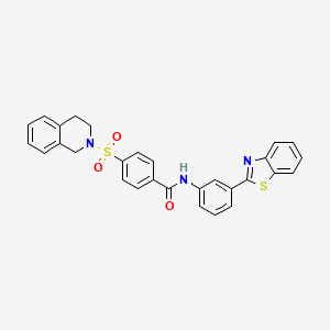 molecular formula C29H23N3O3S2 B2550703 N-(3-(benzo[d]thiazol-2-yl)phenyl)-4-((3,4-dihydroisoquinolin-2(1H)-yl)sulfonyl)benzamide CAS No. 361170-73-2