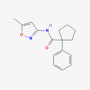 molecular formula C16H18N2O2 B2550723 N-(5-甲基-1,2-恶唑-3-基)-1-苯基环戊烷-1-甲酰胺 CAS No. 700855-74-9