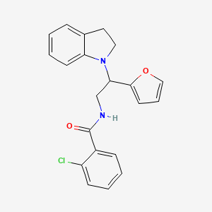 molecular formula C21H19ClN2O2 B2550732 2-chloro-N-(2-(furan-2-yl)-2-(indolin-1-yl)ethyl)benzamide CAS No. 898458-09-8