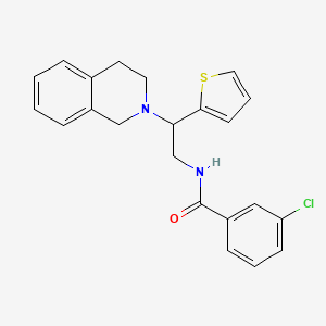 molecular formula C22H21ClN2OS B2550742 3-chloro-N-(2-(3,4-dihydroisoquinolin-2(1H)-yl)-2-(thiophen-2-yl)ethyl)benzamide CAS No. 898424-50-5