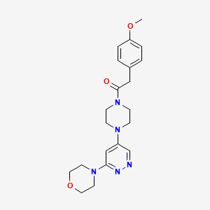 molecular formula C21H27N5O3 B2550743 2-(4-甲氧苯基)-1-(4-(6-吗啉并吡嗪-4-基)哌嗪-1-基)乙酮 CAS No. 1796966-55-6