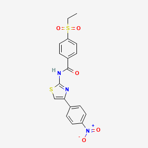 molecular formula C18H15N3O5S2 B2550758 4-(ethylsulfonyl)-N-(4-(4-nitrophenyl)thiazol-2-yl)benzamide CAS No. 941998-98-7