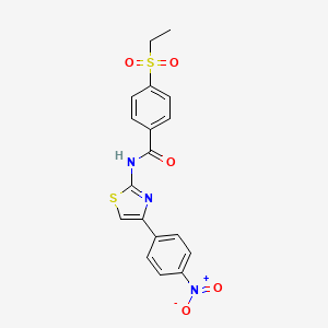 molecular formula C18H15N3O5S2 B2550758 4-(etilsulfonil)-N-(4-(4-nitrofenil)tiazol-2-il)benzamida CAS No. 941998-98-7