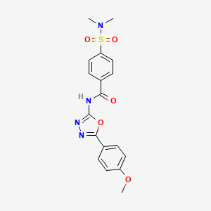 molecular formula C18H18N4O5S B2550764 4-(dimethylsulfamoyl)-N-[5-(4-methoxyphenyl)-1,3,4-oxadiazol-2-yl]benzamide CAS No. 442881-08-5