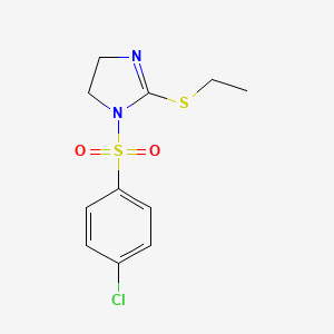 molecular formula C11H13ClN2O2S2 B2550770 1-(4-Chlorophenyl)sulfonyl-2-ethylsulfanyl-4,5-dihydroimidazole CAS No. 868216-50-6