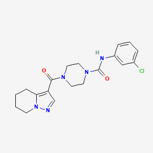 molecular formula C19H22ClN5O2 B2550771 N-(3-chlorophenyl)-4-(4,5,6,7-tetrahydropyrazolo[1,5-a]pyridine-3-carbonyl)piperazine-1-carboxamide CAS No. 2034245-79-7