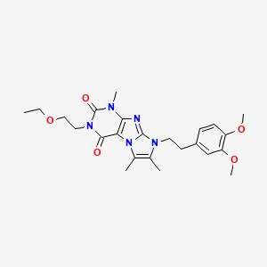 molecular formula C24H31N5O5 B2550777 8-(3,4-dimethoxyphenethyl)-3-(2-ethoxyethyl)-1,6,7-trimethyl-1H-imidazo[2,1-f]purine-2,4(3H,8H)-dione CAS No. 877810-57-6
