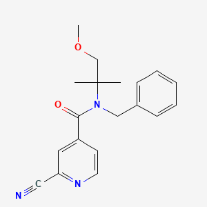 molecular formula C19H21N3O2 B2550788 N-benzyl-2-cyano-N-(1-methoxy-2-methylpropan-2-yl)pyridine-4-carboxamide CAS No. 1808827-45-3