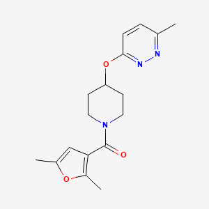 molecular formula C17H21N3O3 B2550796 (2,5-Dimethylfuran-3-yl)(4-((6-methylpyridazin-3-yl)oxy)piperidin-1-yl)methanone CAS No. 1798025-12-3