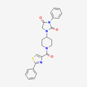 molecular formula C24H22N4O3S B2550807 3-苯基-1-(1-(2-苯并噻唑-4-羰基)哌啶-4-基)咪唑烷-2,4-二酮 CAS No. 2034283-35-5