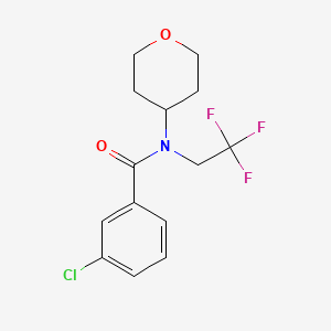 molecular formula C14H15ClF3NO2 B2550808 3-chloro-N-(tetrahydro-2H-pyran-4-yl)-N-(2,2,2-trifluoroethyl)benzamide CAS No. 1396853-24-9