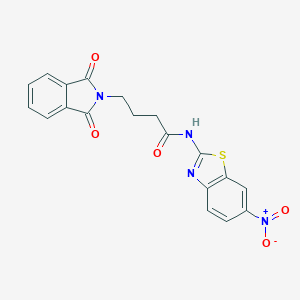 molecular formula C19H14N4O5S B255084 4-(1,3-dioxoisoindol-2-yl)-N-(6-nitro-1,3-benzothiazol-2-yl)butanamide 