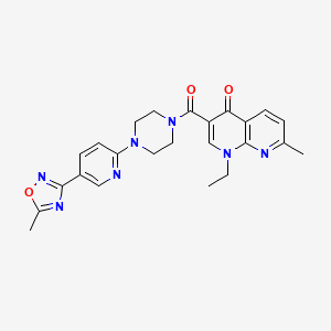molecular formula C24H25N7O3 B2550845 1-ethyl-7-methyl-3-(4-(5-(5-methyl-1,2,4-oxadiazol-3-yl)pyridin-2-yl)piperazine-1-carbonyl)-1,8-naphthyridin-4(1H)-one CAS No. 1396768-84-5